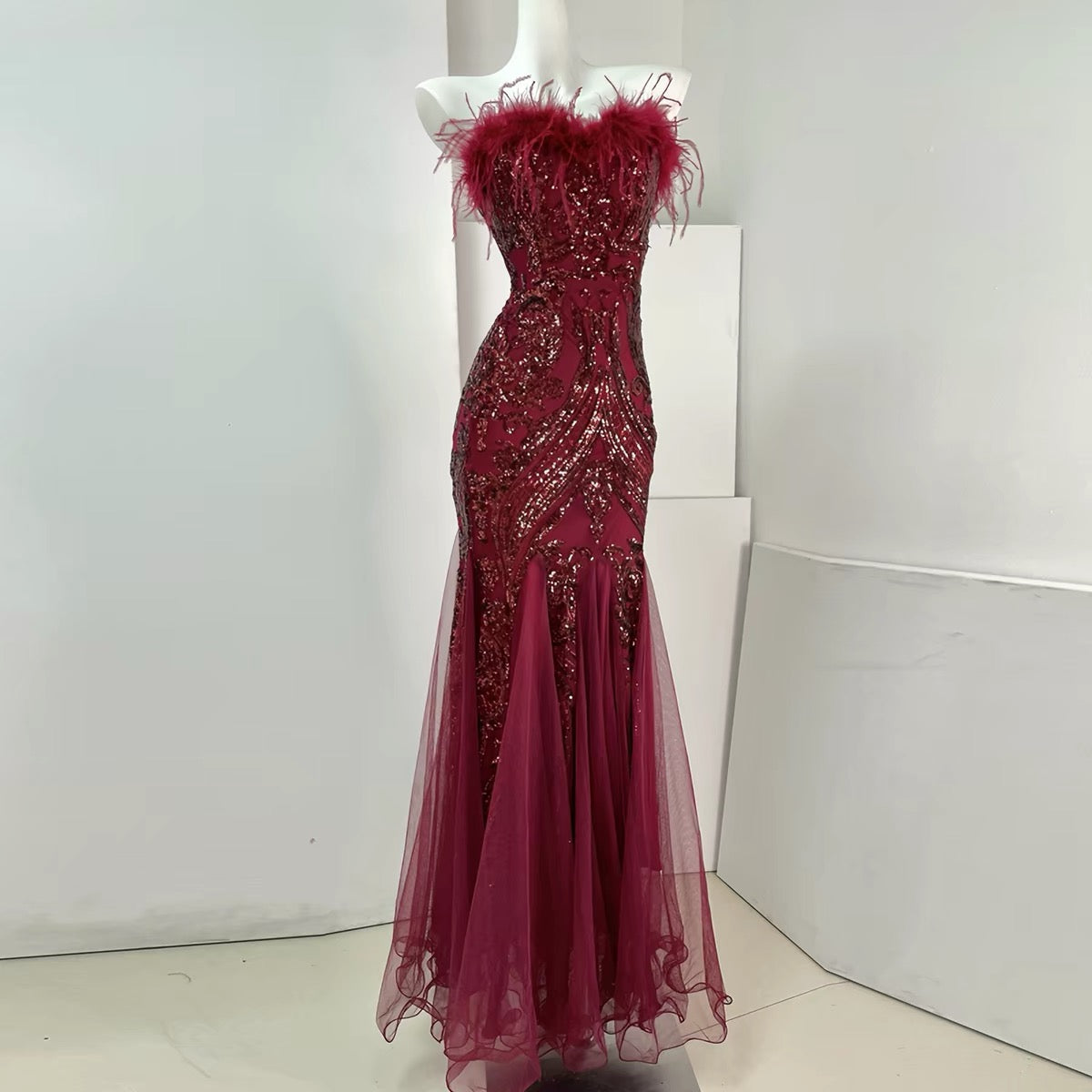 アルカドレス(ARUKA DRESS) Viviane オーダーメイド(着丈・サイズ可) マーメイドロングドレス オフショル ブルードレス ビジューレース 結婚式/披露宴/二次会 お呼ばれ 体型カバー （ブラック）XS S M L XL XXL XXXL