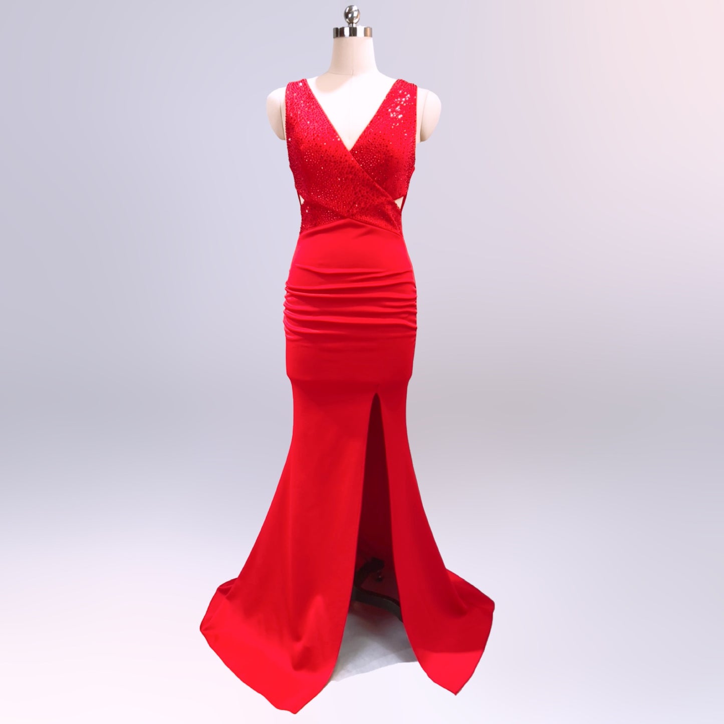 3-565 マーメイドドレス (着丈 サイズオーダー可能) オーダーメイド ロングドレス スリットドレス ノースリーブドレス フォーマルドレス パーティードレス 結婚式 二次会 演奏会用 高級ドレス ラグジュアリー スパンコール ビジュー 刺繍 立体装飾 繊細な輝き ボディライン強調 縦長効果 ナイトテラス シティ夜景 ランタン光 大人女性 気品 色香 主役級 楽天人気 （ベージュ）XS S M L XL XXL XXXL