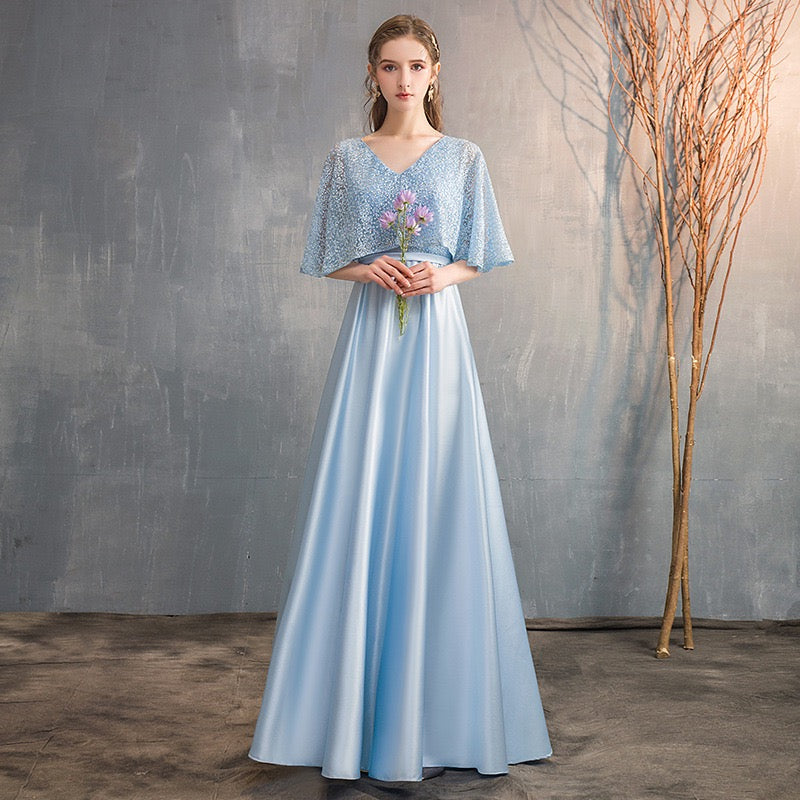 3-675 ロングドレス (着丈 サイズオーダー可能) オーダーメイド Aラインドレス シフォンドレス チュールドレス 半袖ドレス ウエストマーク フレアシルエット ホテルラウンジ 自然光 午後の光 柔らかな動き 気品 上品 清楚 透明感 日本人女性 美シルエット 高級感 特別な一日 結婚式 二次会 演奏会 パーティー フォーマル （ピンク）XS S M L XL XXL XXXL