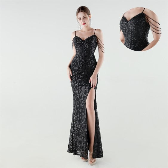 3-8gl (着丈 サイズオーダー可能) マーメイドドレス オーダーメイド ロングドレス ノースリーブドレス スパンコールドレス ビジュードレス Vネック フロアレングス クラシックホテル 階段演出 シャンデリア光 華やか 気品 大人女性 美シルエット 高級感 特別な夜 結婚式 披露宴 二次会 演奏会 パーティー フォーマル 日本人女性 （ピンク）XS S M L XL XXL XXXL