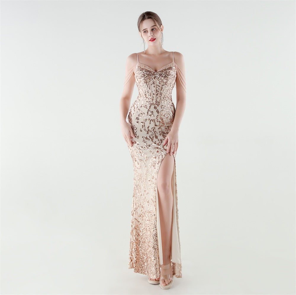 3-8gl (着丈 サイズオーダー可能) マーメイドドレス オーダーメイド ロングドレス ノースリーブドレス スパンコールドレス ビジュードレス Vネック フロアレングス クラシックホテル 階段演出 シャンデリア光 華やか 気品 大人女性 美シルエット 高級感 特別な夜 結婚式 披露宴 二次会 演奏会 パーティー フォーマル 日本人女性 （ピンク）XS S M L XL XXL XXXL