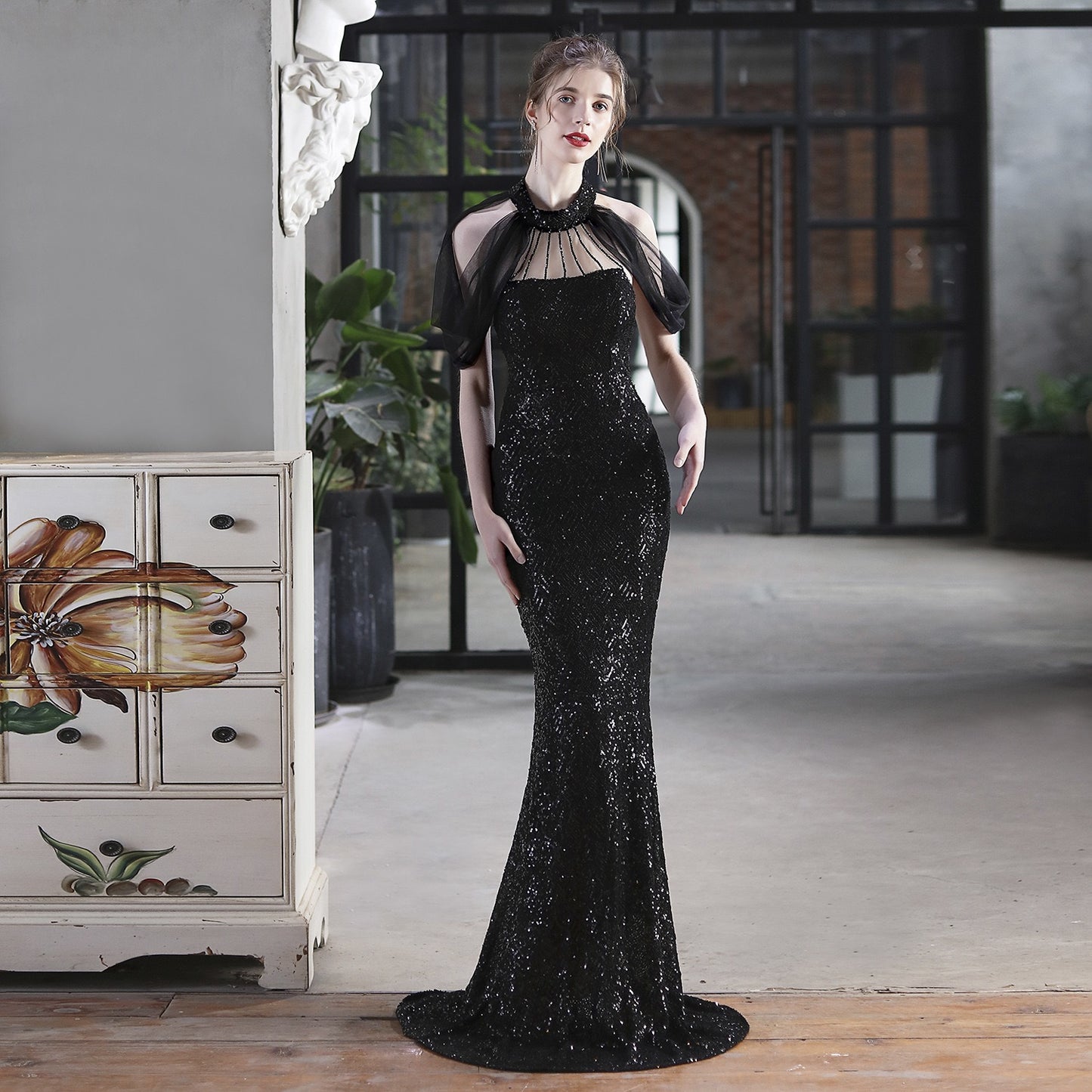 3-jfjfu8 (着丈 サイズオーダー可能) オーダーメイド マーメイドドレス ロングドレス ノースリーブドレス ビジュードレス フォーマルドレス 上質素材 繊細スパンコール シャンデリア光 クラシックホテル 大階段演出 曲線美 体型補整 気品 透明感 大人女性 正装 結婚式 演奏会 晩餐会 パーティー 高級感 日本人女性向け （ピンク）XS S M L XL XXL XXXL