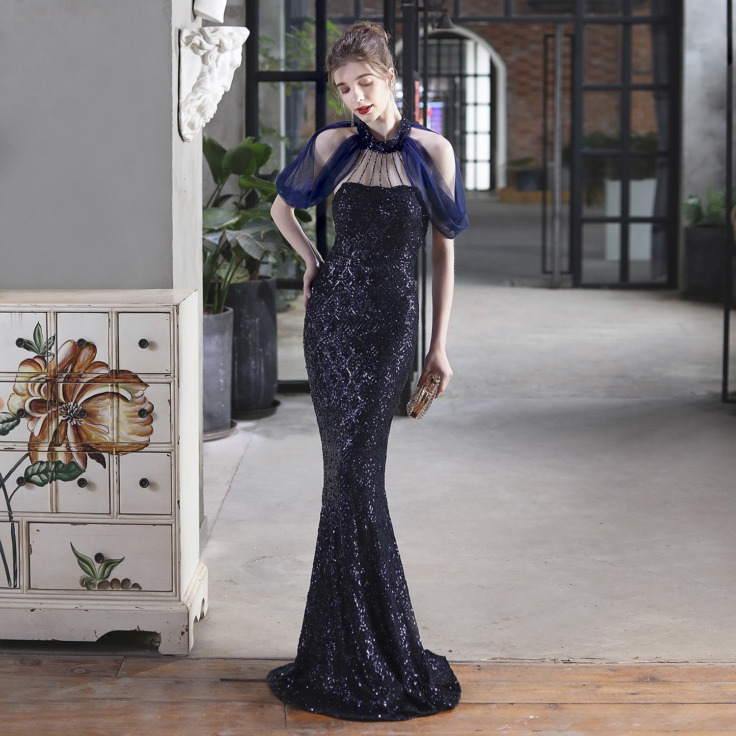 3-jfjfu8 (着丈 サイズオーダー可能) オーダーメイド マーメイドドレス ロングドレス ノースリーブドレス ビジュードレス フォーマルドレス 上質素材 繊細スパンコール シャンデリア光 クラシックホテル 大階段演出 曲線美 体型補整 気品 透明感 大人女性 正装 結婚式 演奏会 晩餐会 パーティー 高級感 日本人女性向け （ピンク）XS S M L XL XXL XXXL