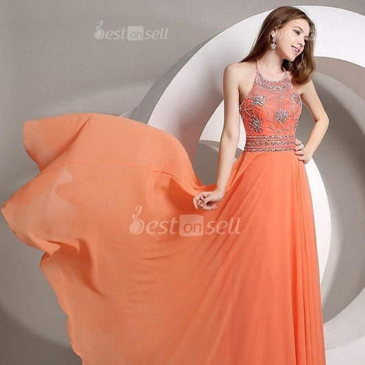 Berit ロングドレス (着丈 サイズオーダー可能) オーダーメイド ノースリーブドレス Aラインドレス フィッシュテールドレス フレアシルエット 美シルエット 体型補整 縦ライン強調 上質素材 ミニマルデザイン 気品 静かな華やぎ 大人女性 ホテルディナー 夜景 特別な夜 フォーマル 高級感 （オレンジ）