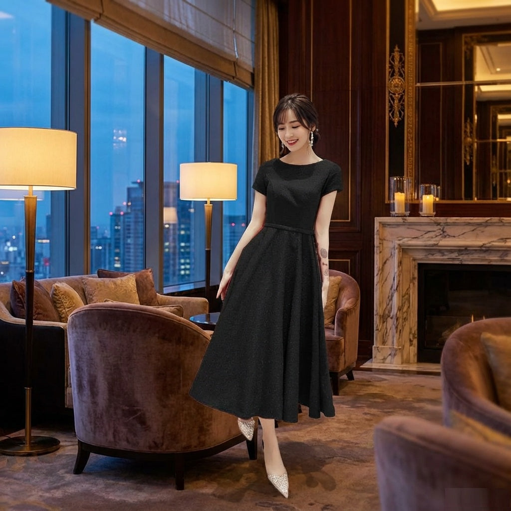 dagmary Aラインドレス ミディアム レッド ライトレッド ブラック XS S M L XL XXL XXXL 即日発送 即納 結婚式 パーティードレス 体型カバー 小柄  ゆったり マタニティ ブラジャー 20代 30代 40代 50代 ブランド ワンピース シャンパン 夏 持ち運び