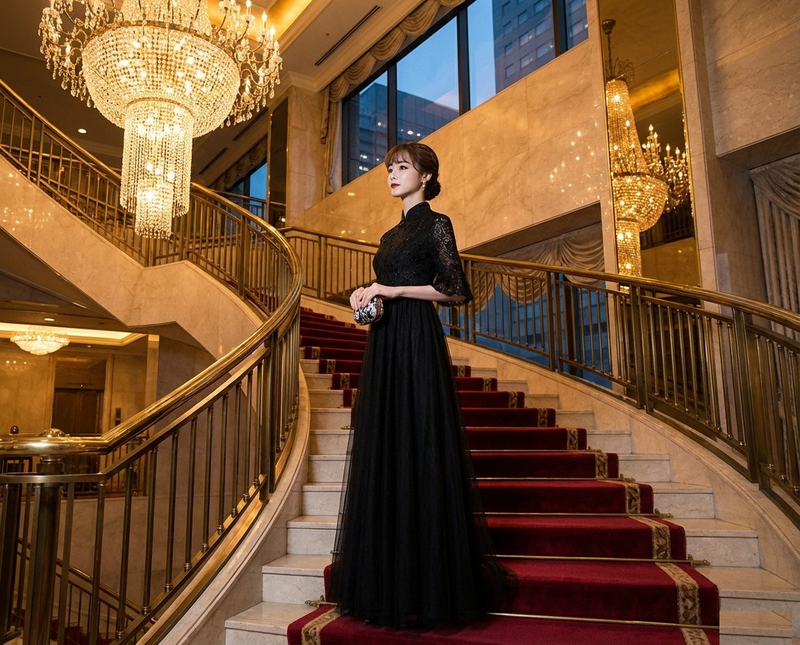 pichon （着丈 サイズオーダー可能） オーダーメイド ロングドレス Aラインドレス ノースリーブドレス ブラックドレス フォーマルドレス 高級ドレス 上質素材 ミニマル 透明感 気品 知的エレガンス 大人女性 美シルエット 体型補整 柔光 スタジオ空間 静謐な佇まい 結婚式 二次会 演奏会 特別な夜 ラグジュアリー （ブラック）XS S M L XL XXL XXXL