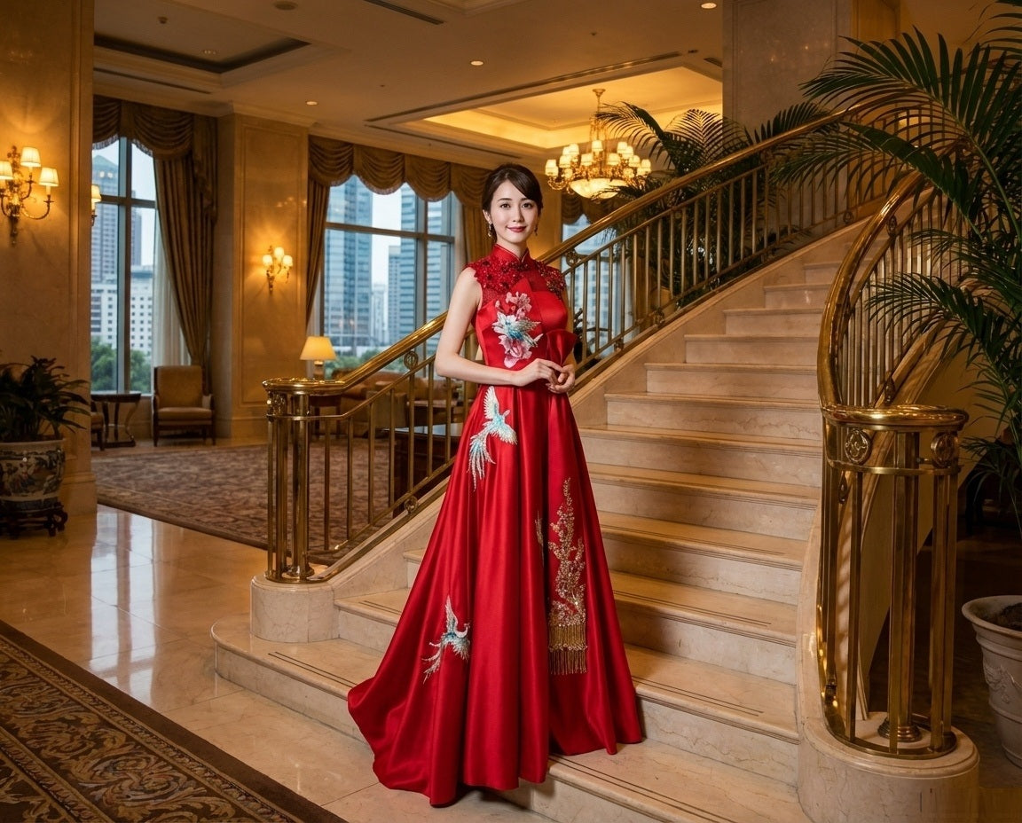 londeix Aラインドレス レッド S M L XL XXL 即日発送 即納 結婚式 パーティードレス 体型カバー 小柄  ゆったり マタニティ ブラジャー 20代 30代 40代 50代 ブランド ワンピース シャンパン 夏 持ち運び