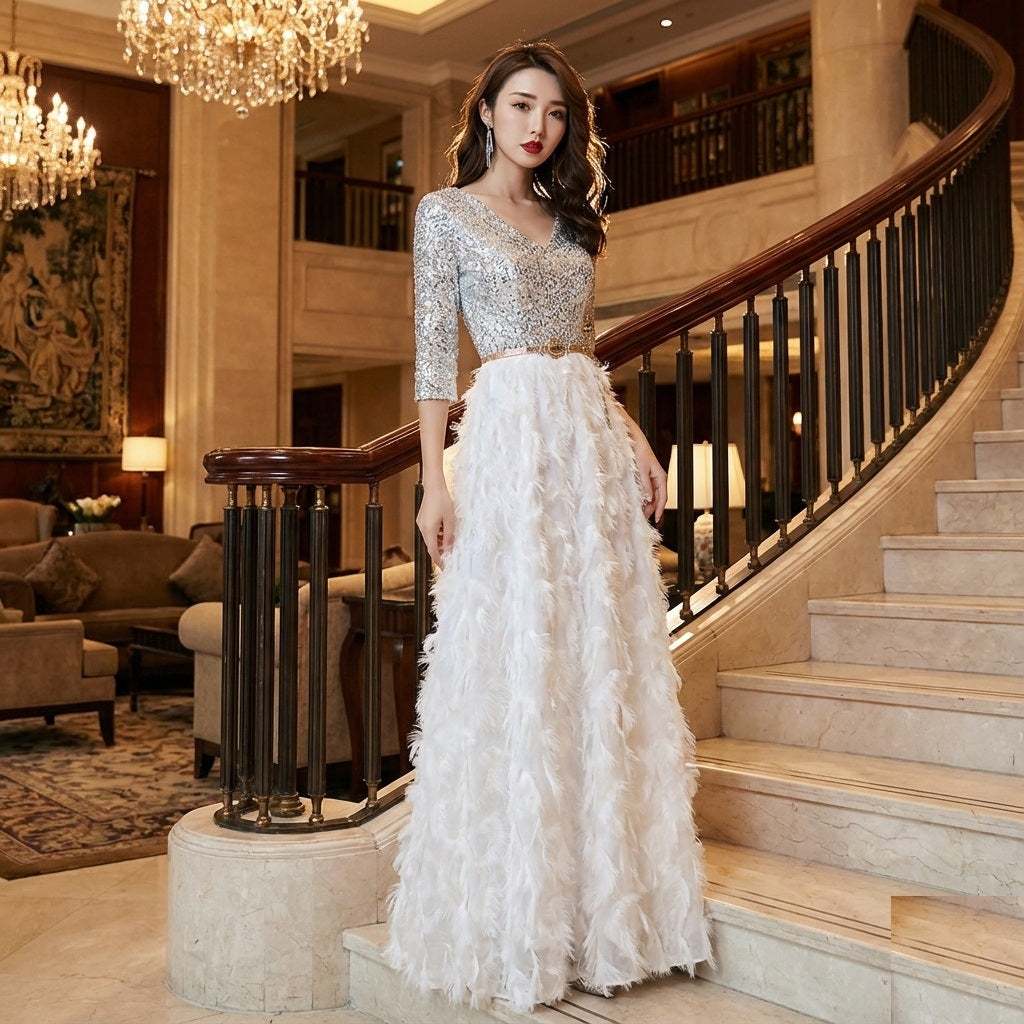 9042 パーティードレス ロングドレス イブニングドレス  結婚式 お呼ばれ ドレス Aラインドレス   即日発送 即納 ロング丈 ドレス 大きいサイズ 演奏会 結婚式 カクテルドレス カラードレス ステージドレス