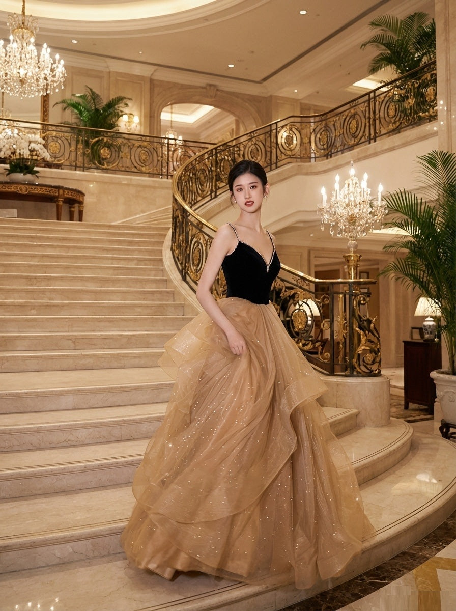 3fjj4 (着丈 サイズオーダー可能) オーダーメイド Aラインドレス ロングドレス チュールドレス ビスチェドレス フォーマルドレス 上質素材 ボリュームスカート クラシックホテル 大階段演出 夜景ライティング 気品 透明感 大人女性 正装 結婚式 披露宴 演奏会 晩餐会 パーティー 高級感 日本人女性向け （ベージュ）XS S M L XL XXL XXXL