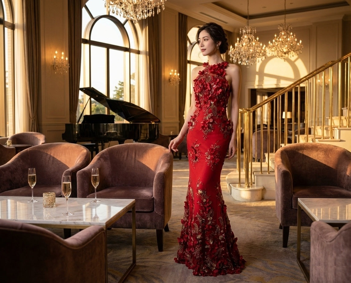 lavoisier マーメイドドレス レッド S M L XL XXL 即日発送 即納 結婚式 パーティードレス 体型カバー 小柄  ゆったり マタニティ ブラジャー 20代 30代 40代 50代 ブランド ワンピース シャンパン 夏 持ち運び