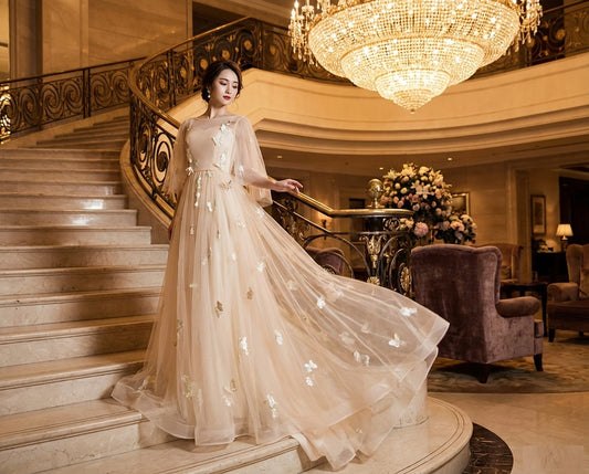 ethan Aラインドレス XXS XS S M L XL XXL XXXL 即日発送 即納 結婚式 パーティードレス 体型カバー 小柄  ゆったり マタニティ ブラジャー 20代 30代 40代 50代 ブランド ワンピース シャンパン 夏 持ち運び