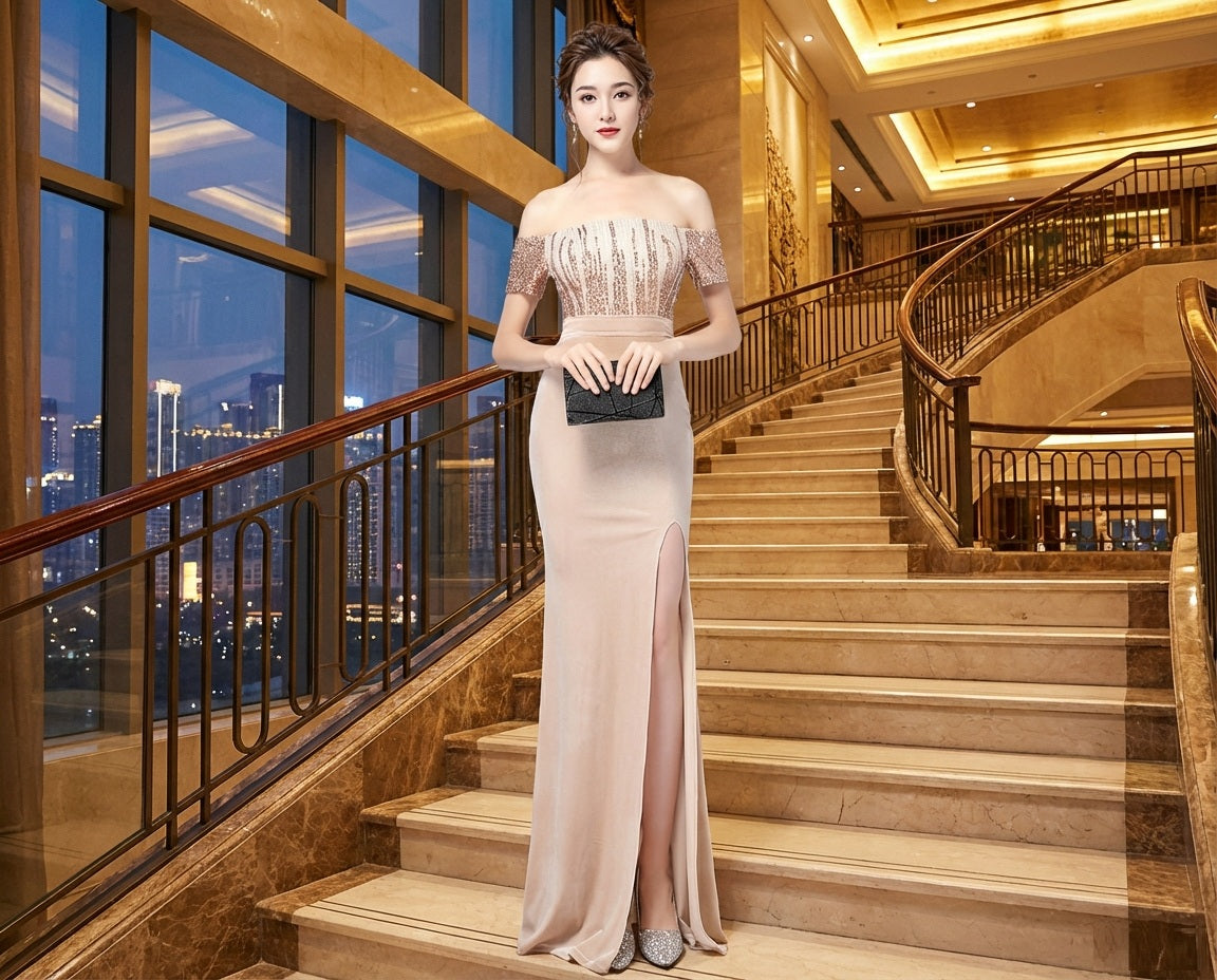 alvian スリットドレス ゴールド ネイビー レッド ブラック グリーン S M L XL 結婚式 大きいサイズ 演奏会 パーティードレス ロングドレス お呼ばれ ドレス ワンピース 二次会 発表会 母親 フォーマルドレス 袖あり フォーマル パーティー 披露宴 同窓会 アフタヌーン ドレス ママ ドレス ミセス 七分袖 洋装 長袖 マザーズ ドレス 演奏会用 ドレス レディース Aライン