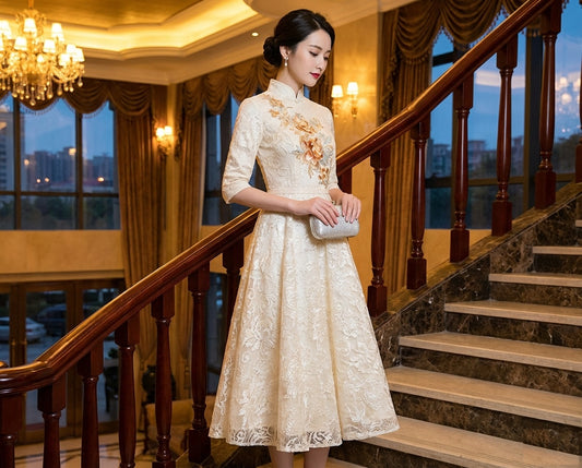 immi Aラインドレス ミディアム アプリコット S M L XL XXL XXXL 即日発送 即納 結婚式 パーティードレス 体型カバー 小柄  ゆったり マタニティ ブラジャー 20代 30代 40代 50代 ブランド ワンピース シャンパン 夏 持ち運び