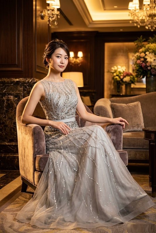 alejo Aラインドレス ゴールド シルバー S M L XL 結婚式 大きいサイズ 演奏会 パーティードレス ロングドレス お呼ばれ ドレス ワンピース 二次会 発表会 母親 フォーマルドレス 袖あり フォーマル パーティー 披露宴 同窓会 アフタヌーン ドレス ママ ドレス ミセス 七分袖 洋装 長袖 マザーズ ドレス 演奏会用 ドレス レディース Aライン