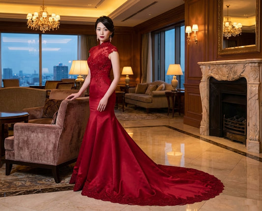 ase マーメイドドレス レッド S M L XL 即日発送 即納 結婚式 パーティードレス 体型カバー 小柄  ゆったり マタニティ ブラジャー 20代 30代 40代 50代 ブランド ワンピース シャンパン 夏 持ち運び