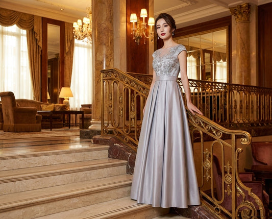 即納ドレス あす楽 loilier Aライン カクテルドレス グレー XS S M L XL XXL 即日発送 明日 届く 即日発送 即納 結婚式 パーティードレス 体型カバー 小柄  ゆったり マタニティ ブラジャー 20代 30代 40代 50代 ブランド ワンピース シャンパン 夏 持ち運び