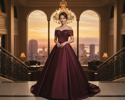 自社製 着丈サイズオーダー可能 ロングドレス パーティドレス カラードレス イブニングドレス ブライズメイド longdress ステージドレス aライン お急ぎ 演奏会 大きいサイズ 結婚式 二次会 お呼ばれ 結婚式 発表会 ロング丈 即日発送 上品　茶色