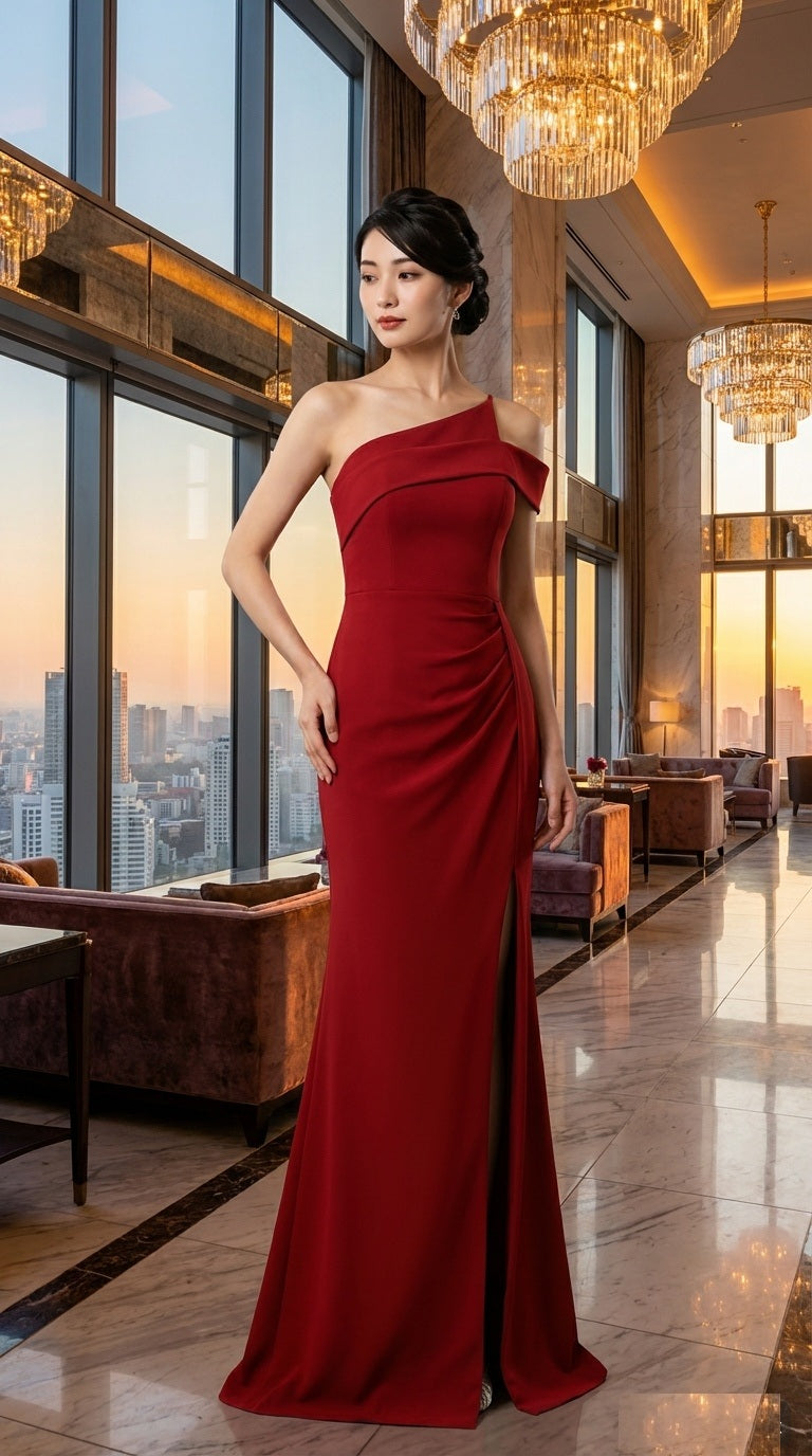 3-66488 (着丈 サイズオーダー可能)ロングドレス 赤 レッド イブニングドレス カラードレス ブライズメイド   マーメイドドレス ステージドレス お急ぎ 演奏会 大きいサイズ 結婚式二次会  お呼ばれ 結婚式 発表会 ロング丈 即日発送 上品  ピアノ発表会