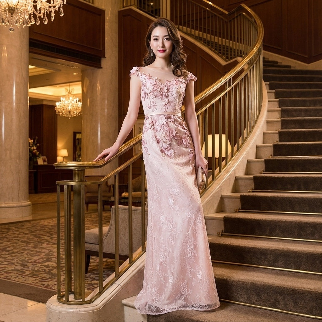 isaac Aラインドレス ピンク XS S M L XL 即日発送 即納 結婚式 パーティードレス 体型カバー 小柄  ゆったり マタニティ ブラジャー 20代 30代 40代 50代 ブランド ワンピース シャンパン 夏 持ち運び