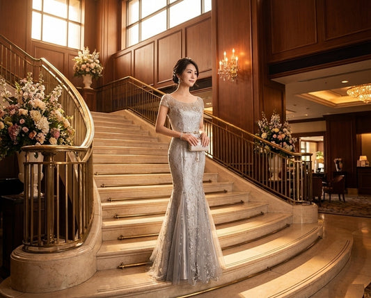 即納ドレス あす楽 sergio マーメイドドレス グレー S M L XL XXL 即日発送 明日 届く 即日発送 即納 結婚式 パーティードレス 体型カバー 小柄  ゆったり マタニティ ブラジャー 20代 30代 40代 50代 ブランド ワンピース シャンパン 夏 持ち運び
