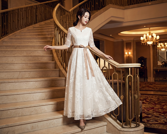 birgittar Aラインドレス アプリコット XS S M L XL XXL 即日発送 即納 結婚式 パーティードレス 体型カバー 小柄  ゆったり マタニティ ブラジャー 20代 30代 40代 50代 ブランド ワンピース シャンパン 夏 持ち運び