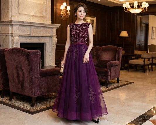 即納ドレス あす楽 roxane Aラインドレス パープル XS S M L XL XXL XXXL 即日発送 明日 届く 結婚式 大きいサイズ 演奏会 パーティードレス ロングドレス お呼ばれ ドレス ワンピース 二次会 発表会 母親 フォーマルドレス 袖あり フォーマル パーティー 披露宴 同窓会 アフタヌーン ドレス ママ ドレス ミセス 七分袖 洋装 長袖 マザーズ ドレス 演奏会用 ドレス レディース Aライン