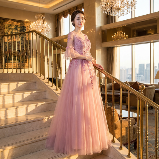 即納ドレス あす楽 autin Aラインドドレス ピンク XS M L XL XXL XXXL 即日発送 明日 届く 結婚式 大きいサイズ 演奏会 パーティードレス ロングドレス お呼ばれ ドレス ワンピース 二次会 発表会 母親 フォーマルドレス 袖あり フォーマル パーティー 披露宴 同窓会 アフタヌーン ドレス ママ ドレス ミセス 七分袖 洋装 長袖 マザーズ ドレス 演奏会用 ドレス レディース Aライン