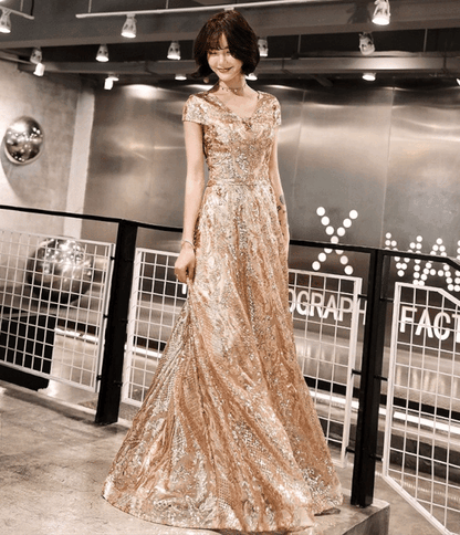 美品　ロングドレス　ゴールド　タイトドレス　シフォン　サテンロングドレス