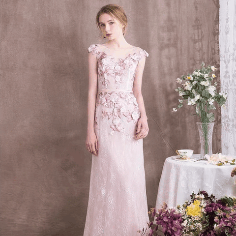 Miss Rosier サテン Aライン パーティードレス ピンク