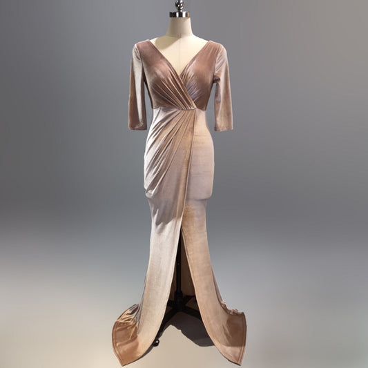 aini スリットドレス グリーン レッド ブルー グレー ブラック ベージュ S M L XL XXL - アルカドレス